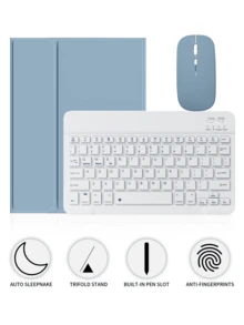 [Wireless Keyboard Case With Mouse] Wireless Bluetooth Keyboard Case With Detachable Wireless Mouse, Compatible With IPad Air 1/Air 2/Air 3/Air 4/Air 5/6, Compatible With IPad 5th/6th/7th/8th/9th/10th/11th Gen, Compatible With IPad Pro 12.9" (2020/2021/2022), Compatible With IPad Pro 11" (2018/2020/2021/2022), Galaxy Tab And  Pad SE - Soft TPU Back Cover, Magnetic Detachable, With Pen Slot - 彩色 - 查看 61