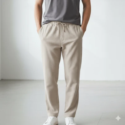 Pantalón casual de ajuste relajado con cordón para hombres