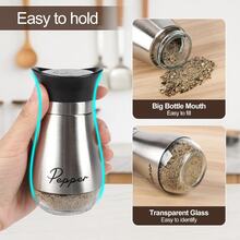 2件套盐和胡椒粉套装，不锈钢和玻璃瓶，烹饪和烧烤用盐瓶。 - 彩色 - 查看 6