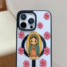 1 Stück, Blumenmädchen-Muster, minimales stilvolles Handygehäuse, Magnetsägestruktur, Unterstützung für drahtloses Laden von  11/12/13/14/15/17/Air/Pro/Plus/Pro Max und Galaxy S22/S223/S84/S25/Ultra/FE/EDGE-Serien. Geeignet als Geschenk für Freunde oder Valentinstagsgeschenke. - Verschiedenfarbig - Übersicht 2