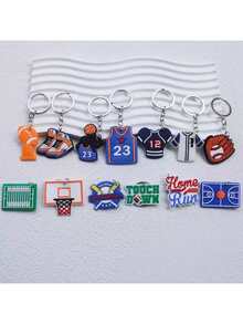 13pcs Creative New PVC Soft Rubber Sports Series Keychains Featuring Basketball, Football, Billiards, Jerseys; Backpack Charms, Suitable For Christmas, Halloween, New Year, Birthday Parties, And Handbag Gifts - Multicolor - View 6