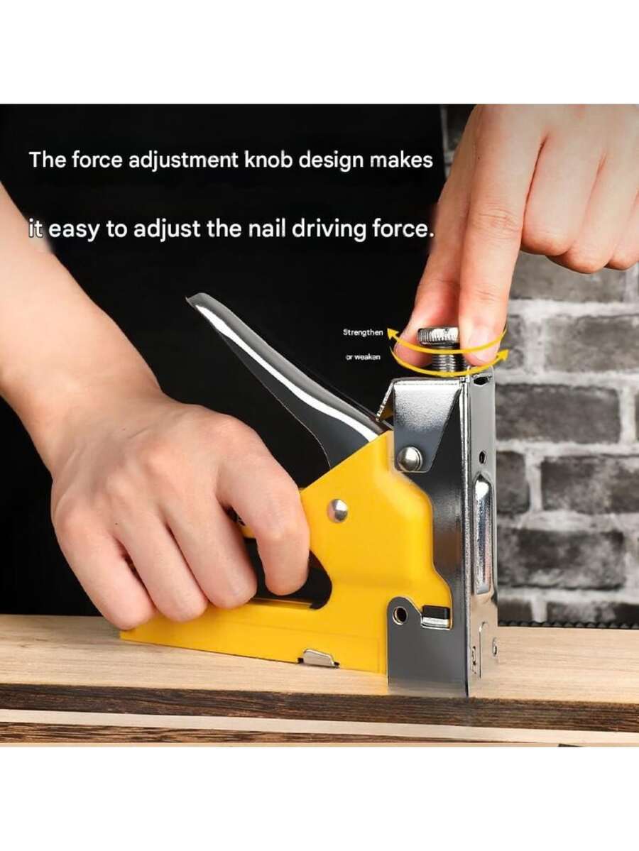 4-In-1 Heavy Duty Manual Stapler, Hole Punch, Staple Gun: Durable Carbon Steel Construction, Semi-Automatic, Suitable For DIY, Camping And Industrial Use, Battery-Free, Complete Set - Nail Gun - View 1