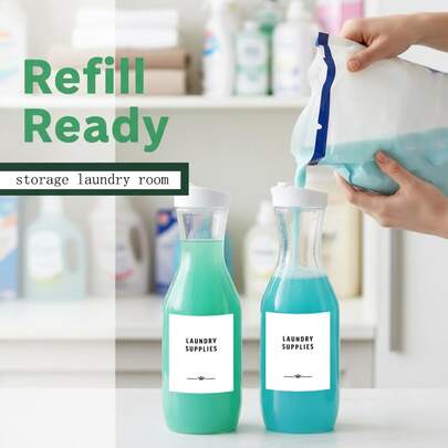 2pcs Laundry Detergent Dispenser, 33oz/50oz Liquid Detergent Dispenser, Plastic Liquid Detergent Container For Laundry Room Organization And Storage, Also Suitable For Storing Oil, Salt, Candy, Beverages In Kitchen, Laundry Room, Bathroom