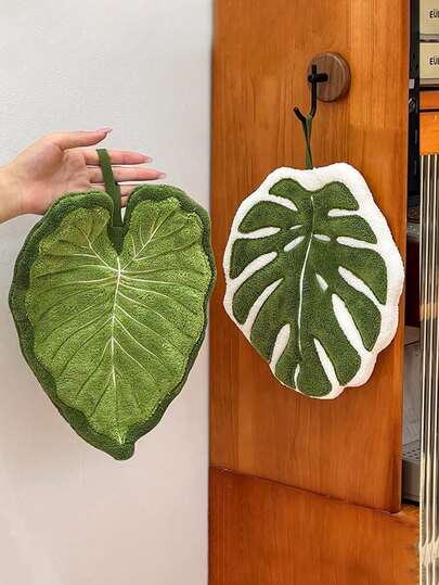 Toalla con diseño de hojas creativo, toalla decorativa colgante adecuada para cocina, baño, dormitorio, con buena absorción y fácil de limpiar
