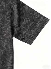 2026夏季新款女式休闲宽松圆领复古做旧街头时尚百搭水洗短袖T恤 - 黑色 - 查看 6