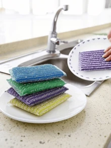 Four-Packing, Kitchen Dishwashing Sponge, Pot Brush Artifact, Household Double-Sided Cleaning Sponge Wipe, Scrubbing Pad, Kitchen Scrubbing Sponge, Cleaning Supplies, Cleaning Tools, Back-To-School Supplies - A - View 7