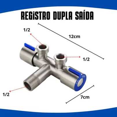 Registro Duplo em Aço Inox 1/2" – Saída Dupla