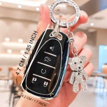 Chevrolet Car Keychain With Cute Rhinestone Teddy Bear Keychain, Soft TPU Car Key Shell, Fit For Chevrolet MALIBU, CRUZE, CAPTIVA, SAIL, EPICA, Malibu, CAVALIER, Cruze, TRACKER, Malibu Camaro Trax - A - View 6