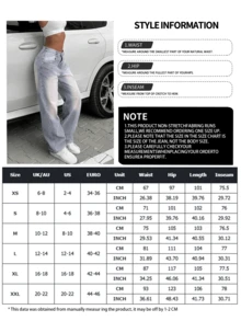 NVFelix Quần jeans nữ ống đứng dáng rộng, thiết kế rách cổ điển, phong cách đường phố Y2K, màu xanh dương, hàng mới về cho ngày Valentine. - Màu xanh lam - Xem 6