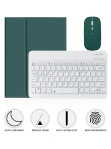 [Wireless Keyboard Case With Mouse] Wireless Bluetooth Keyboard Case With Detachable Wireless Mouse, Compatible With IPad Air 1/Air 2/Air 3/Air 4/Air 5/6, Compatible With IPad 5th/6th/7th/8th/9th/10th/11th Gen, Compatible With IPad Pro 12.9" (2020/2021/2022), Compatible With IPad Pro 11" (2018/2020/2021/2022), Galaxy Tab And Redmi Pad SE - Soft TPU Back Cover, Magnetic Detachable, With Pen Slot - Multicolor - View 57