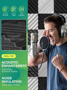 OSITE SKY 24 miếng - Xốp cách âm (12x12x2 inch) Tấm cách âm rãnh kim cương | Giãn nở nhanh, dễ lắp đặt | Miếng dán tường trang trí nhà/văn phòng - 24 chiếc (Kèm băng dính) - Xem 4