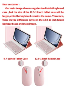 حافظة واقية للوحة المفاتيح 4 في 1، متوافقة مع جهاز Galaxy Tab وجهاز iPad، تشمل لوحة مفاتيح لاسلكية قابلة للفصل (150 مللي أمبير) وماوس، غطاء واقي للجهاز اللوحي مع فتحة للقلم (لون الصحراء) - حَلوَى - مشاهدة 11
