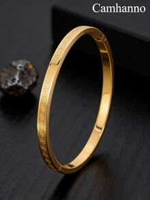 Camhanno 1 chiếc vòng tay bằng thép không gỉ mạ vàng 18K, kiểu dáng cổ điển, phù hợp cho nam giới đeo hàng ngày, dự tiệc, làm quà tặng ngày lễ. - Vàng - Xem 8