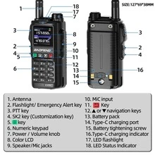 Baofeng UV-18 Pro Max Walkie Talkie con GPS y banda aérea, radio bidireccional de 6 bandas con alerta meteorológica NOAA, copia de frecuencia inalámbrica y cable de programación gratuito - Negro - Ver 10
