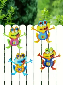 1pc/4pcs Cute Metal Frog Garden Decor, Ideal For Yard, Fence, Outdoor Hanging, Garden Supplies - A - View 7