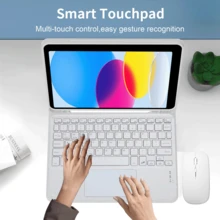 Funda con teclado desmontable recargable Bluetooth (280mAh) y panel táctil para Samsung Galaxy Tab / iPad / Redmi iPad SE, incluye ranura para lápiz óptico (gris claro) - Gris Claro - Ver 3