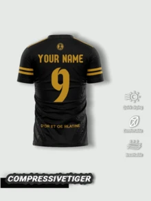 Customized Black & Gold Football Jersey | Personalize With Name, Number & Logo | High-Quality Breathable Sports Set, JUL Gaming, Holiday Gift - Black - View 2