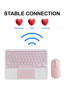 Slim Wireless Bluetooth Keyboard With Touchpad And Bluetooth Mouse, Rechargeable 10-Inch Portable Wireless Keyboard For IPad Tablets, IOS, Android And Windows Devices. Christmas/New Year Gift (2026) - Multicolor - View 2