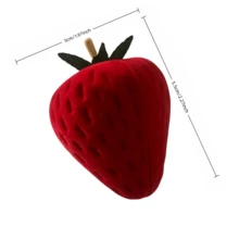 草莓植绒戒指盒，红色珠宝礼盒，创意迷你订婚首饰盒，戒指盒，首饰盒，耳环盒，耳环戒指包装收纳盒，可爱礼盒，节日派对礼物，圣诞礼物。植绒仿甜美可爱迷你个性化订婚首饰盒。 - 紅色 - 查看 3