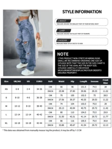 NVFelix Quần jeans nữ dáng suông rộng, rách nhẹ, kiểu vintage, thanh lịch và thời trang, phong cách ngoài trời Y2K, chất liệu không co giãn, phù hợp cho trang phục thường ngày mùa xuân/hè, màu xanh nhạt, hàng mới về năm 2026. - Rửa nhẹ - Xem 7