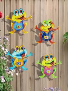 1pc/4pcs Cute Metal Frog Garden Decor, Ideal For Yard, Fence, Outdoor Hanging, Garden Supplies - A - View 3