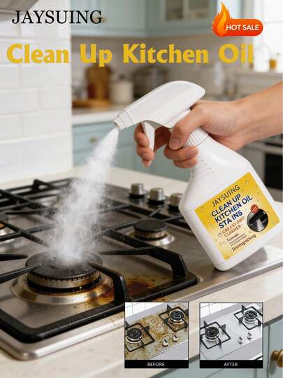 JAYSUING Clean Up Kitchen Oil Stains 237ml All-Purpose Hood Cleaning Spray Fast-Acting Degreaser Remover For Wall Oven Tile Grill, Kitchen Grease Cleaner, Versatile Oil Stain Cleaning Agent