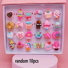 10 Piezas/set Anillos Con Forma De Pastel De Dibujos Animados Y Coloridos - Regalo Y Favor Perfecto Para Fiestas Para Hijas Y Nietas, No Incluye Caja - Multicolor - Ver 8
