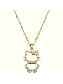 SANRIO 1件优雅迷人的Hello Kitty金色蝴蝶吊坠项链，精致的颈链，甜美浪漫的珠宝配饰，三丽鸥派对装饰 - 彩色 - 查看 10