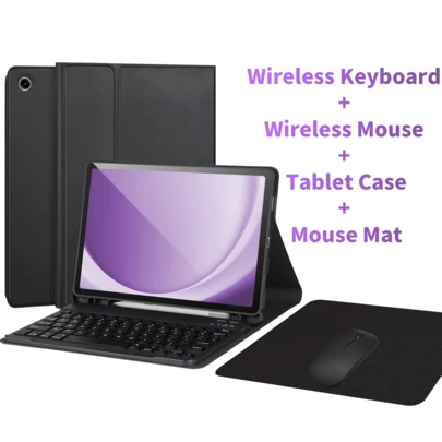 4-In-1 Keyboard Protective Case, Compatible With Samsung Galaxy Tab And IPad, Redm IPad SE, Includes Detachable Wireless Bluetooth Keyboard (150mAh) And Mouse, Tablet Protective Cover With Pen Slot (Black)