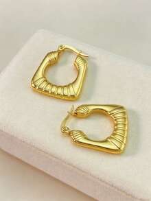 Lady Girl's Exquisite Pendant Earrings With Stud-Shaped Metal Texture Small Ear Rings, Simple, Fashionable And High-End Earrings As Gifts - Multicolor - View 4