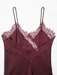 Seelio New Arrival Women's Fashion Lace Decor Sexy Lingerie-Style Top Summer - Crimson - View 4