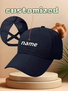 1pc Unisex Baseball Cap With Ponytail Hole - Breathable Quick-Dry Mesh Cap, Adjustable Design, Available In Black/White/Pink/Gray, Suitable For Running & Casual Wear. Material: [Fabric Material] - Multicolor - View 2