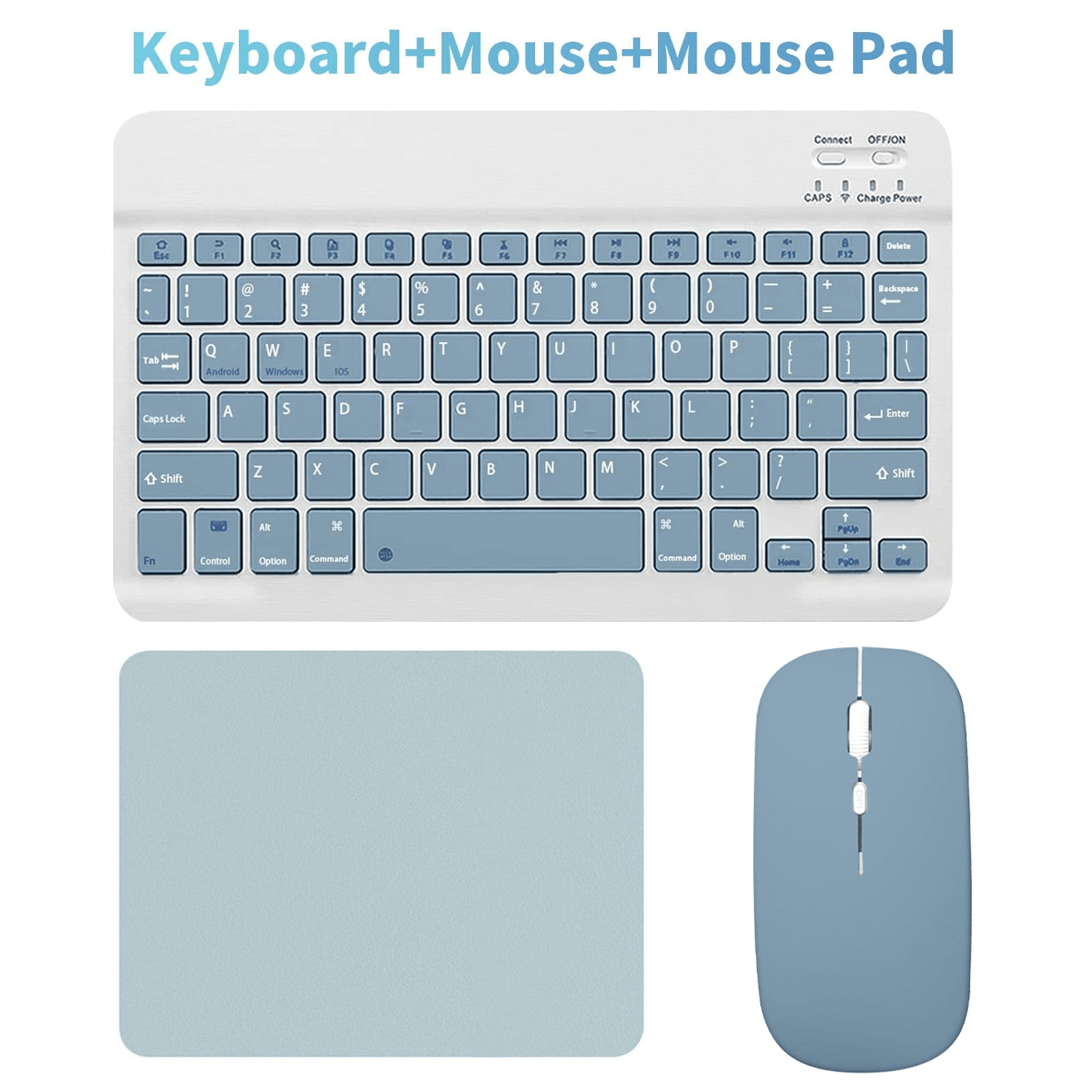 150mAh Portable Wireless Bluetooth Keyboard & Mouse Set, Compatible With Samsung Tablets, Apple IPad (IOS 13+), Android Smartphones, Windows Systems (Misty Blue)
