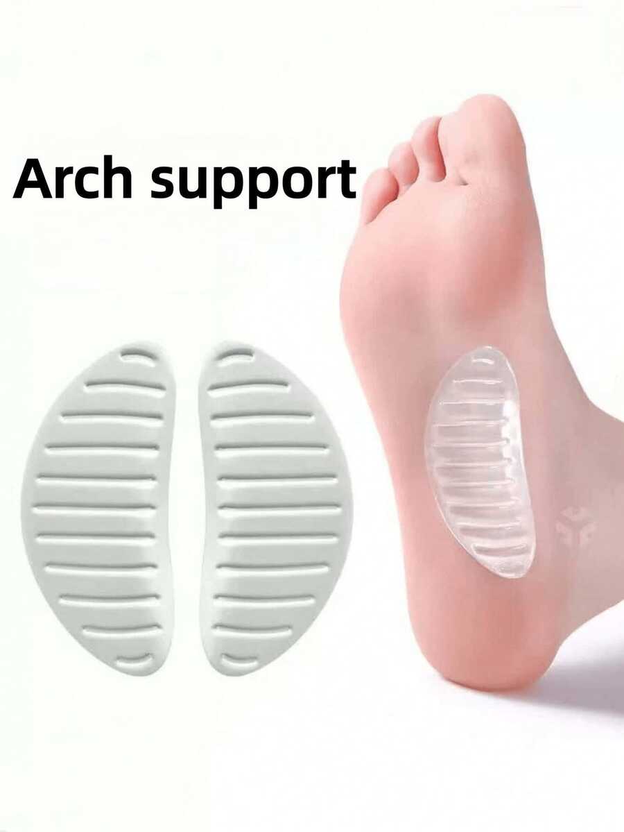 1 Pair Transparent Silicone Arch Support Insoles, Sports Walking Cushion Insoles, Relieve Foot Pain - Transparent - View 1