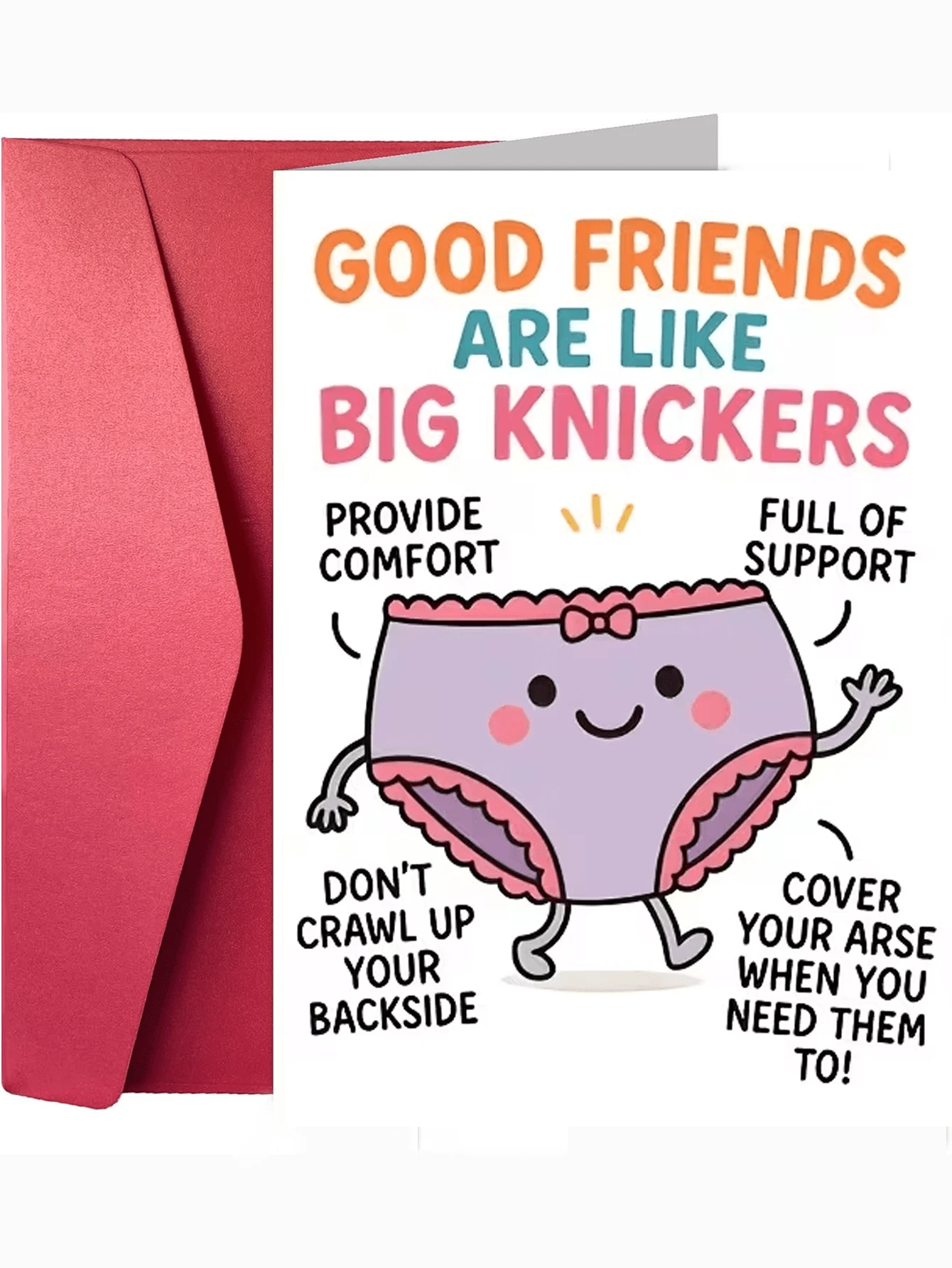 1pc Best Friend Birthday Card: "Best Friends Are Like Big Underwear!" A Cute And Funny Gag Gift,Humorous Greeting.Suitable For Giving To Your Best Friend,Husband,Boyfriend,Wife, Girlfriend,Family, Siblings, Parents,Partner,Coworkers,Classmates,Lover - Multicolor - View 1