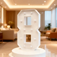 1pc 73cm/28.7inch Marquee Light Up Numbers With Warm Yellow Lights , Foam Board Mosaic Balloon For Party Backdrop Displays, Large Happy 1st 15th 16th Birthday Light Up Sign, Cardboard Number 1 For Parties Decorations, Assembly Required - 白色 - 查看 19
