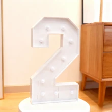 1pc 73cm/28.7inch Marquee Light Up Numbers With Warm Yellow Lights , Foam Board Mosaic Balloon For Party Backdrop Displays, Large Happy 1st 15th 16th Birthday Light Up Sign, Cardboard Number 1 For Parties Decorations, Assembly Required - 白色 - 查看 11