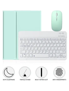 [Wireless Keyboard Case With Mouse] Wireless Bluetooth Keyboard Case With Detachable Wireless Mouse, Compatible With IPad Air 1/Air 2/Air 3/Air 4/Air 5/6, Compatible With IPad 5th/6th/7th/8th/9th/10th/11th Gen, Compatible With IPad Pro 12.9" (2020/2021/2022), Compatible With IPad Pro 11" (2018/2020/2021/2022), Galaxy Tab And Redmi Pad SE - Soft TPU Back Cover, Magnetic Detachable, With Pen Slot - Multicolor - View 52