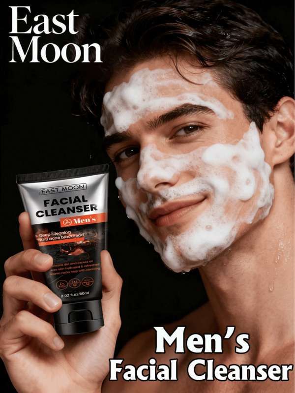 EAST MOON Hydrating Men's Facial Cleanser, Moisturizing Gentle Face Wash Remove Face Oil & Dirt, Hydrating Cleanser For Normal To Dry Skin, Essential Routine Daily Face Wash, Men's Skin Care