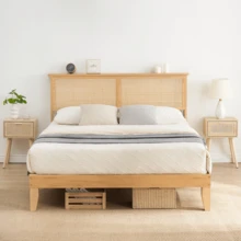 Cama Bohemia de Ratán Natural | Estructura Sólida Tamaño Completo con Lamas Silenciosas | Sin Necesidad de Somier - lecho de enredaderas de hierba LLENO - Ver 11
