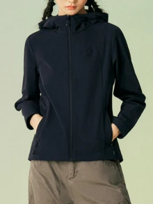 CAMEL CROWN Veste à capuche coupe-vent pour femmes, convenant pour la course et la fitness au printemps/été, coupe ample, manches longues - Noir Fantôme - Voir 2
