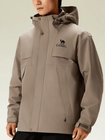 CAMEL CROWN Men's Spring And Autumn Outdoor Windproof And Waterproof Jacket With Hood And Outdoor Mountaineering Clothing