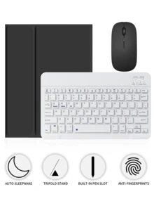 [Wireless Keyboard Case With Mouse] Wireless Bluetooth Keyboard Case With Detachable Wireless Mouse, Compatible With IPad Air 1/Air 2/Air 3/Air 4/Air 5/6, Compatible With IPad 5th/6th/7th/8th/9th/10th/11th Gen, Compatible With IPad Pro 12.9" (2020/2021/2022), Compatible With IPad Pro 11" (2018/2020/2021/2022), Galaxy Tab And  Pad SE - Soft TPU Back Cover, Magnetic Detachable, With Pen Slot - 彩色 - 查看 98
