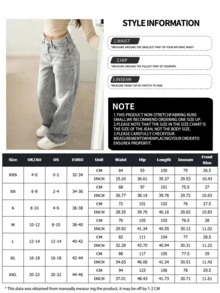 NVFelix 女士宽松直筒牛仔裤，做旧处理，复古休闲Y2K街头风，适合冬季穿着，灰色。感恩节、新年、春季皆宜。 - 淺灰色 - 查看 6