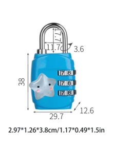 可爱星形装饰三位密码锁 - 金属安全旅行锁，健身房储物柜密码锁，行李/背包拉链防盗密码锁，坚固金属结构，易于设置，多种颜色可选，适用于行李箱、背包和储物柜 - 彩色 - 查看 10