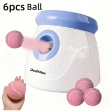 6个互动式狗狗网球，高弹力耐咬玩具 - 耐用橡胶材质，粉色条纹设计，结构坚固，耐啃咬，适合中型犬，无需电池，狗狗玩耍，狗狗训练 - 粉色 - 查看 1