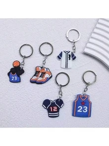 13pcs Creative New PVC Soft Rubber Sports Series Keychains Featuring Basketball, Football, Billiards, Jerseys; Backpack Charms, Suitable For Christmas, Halloween, New Year, Birthday Parties, And Handbag Gifts - Multicolor - View 4