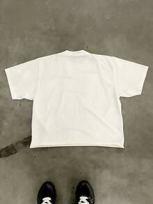 Tween Girl Cotten Clothes,Y2K-Inspired Letter Print T-Shirt - Casual Crew Neck, Short Sleeve, Machine Washable - Perfect For Spring/Summer/Fall,Fashion, Streetwear, Unisex, Men, Women - 白色 - 查看 3