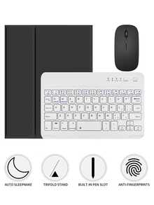 [Wireless Keyboard Case With Mouse] Wireless Bluetooth Keyboard Case With Detachable Wireless Mouse, Compatible With IPad Air 1/Air 2/Air 3/Air 4/Air 5/6, Compatible With IPad 5th/6th/7th/8th/9th/10th/11th Gen, Compatible With IPad Pro 12.9" (2020/2021/2022), Compatible With IPad Pro 11" (2018/2020/2021/2022), Galaxy Tab And  Pad SE - Soft TPU Back Cover, Magnetic Detachable, With Pen Slot - 彩色 - 查看 90