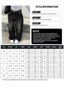 NVFelix 女士宽松直筒牛仔裤，做旧设计，复古优雅休闲日常穿搭，Y2K街头风，适合春夏穿着，黑色 - 黑色 - 查看 7